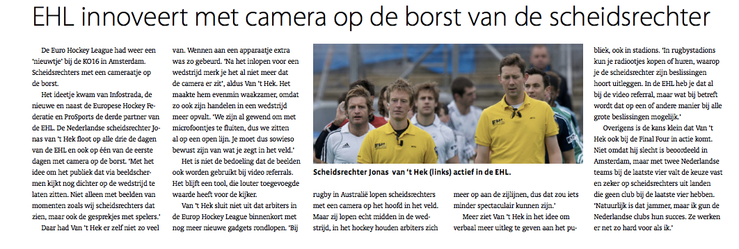 HockeyWeekly and Jonas van ‘t Hek on EHL Body Cameras