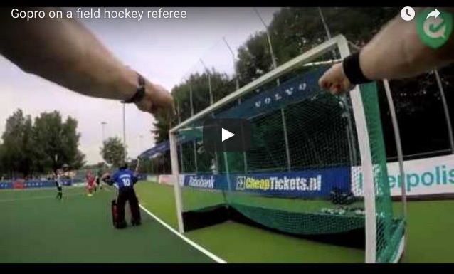 This is what a GoPro looks like on a field hockey umpire